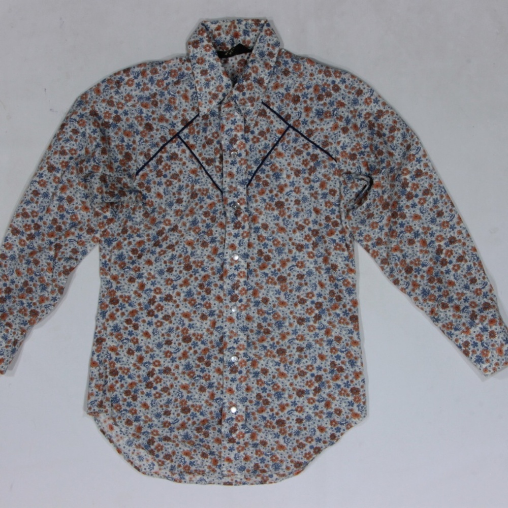 80s Vintage Sears Floral Print Western Snap Shirt